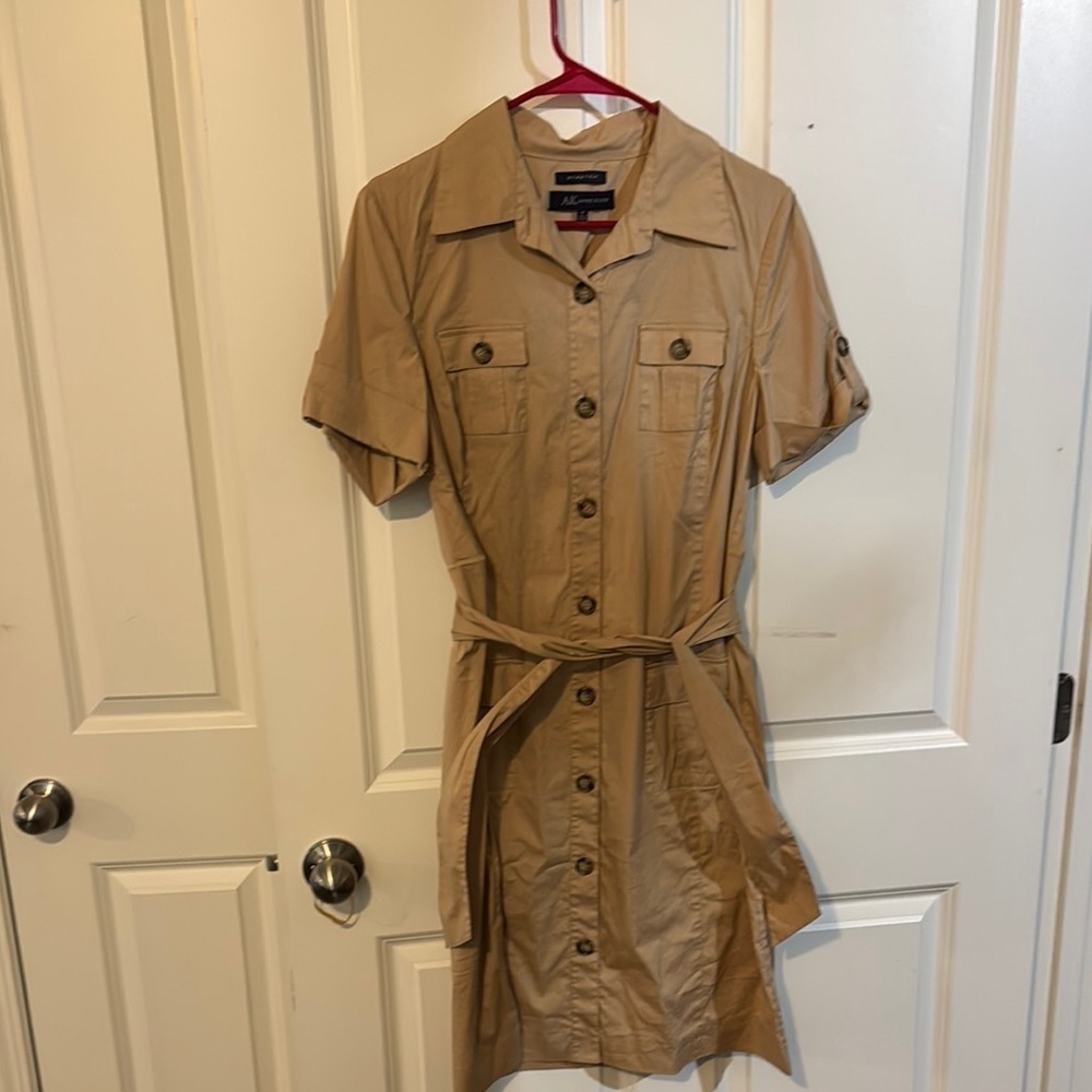 Anne Klein Beige Button-Up Dress